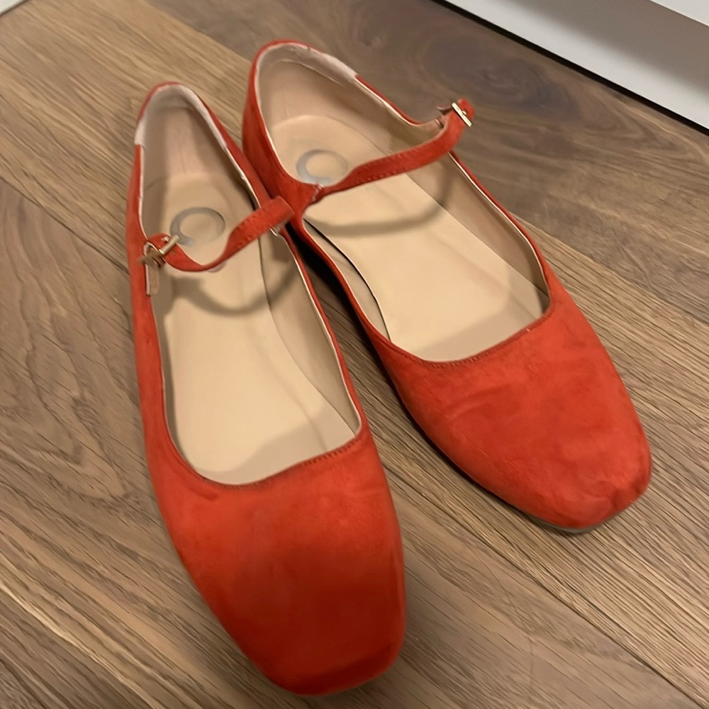 Red Mary Jane flats